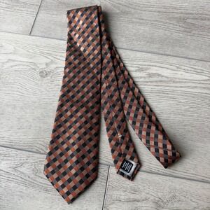 Countess Mara Silk Tie Picnic Plaid Handmade | Brown‎ Black Orange | 57"L 3.5"W